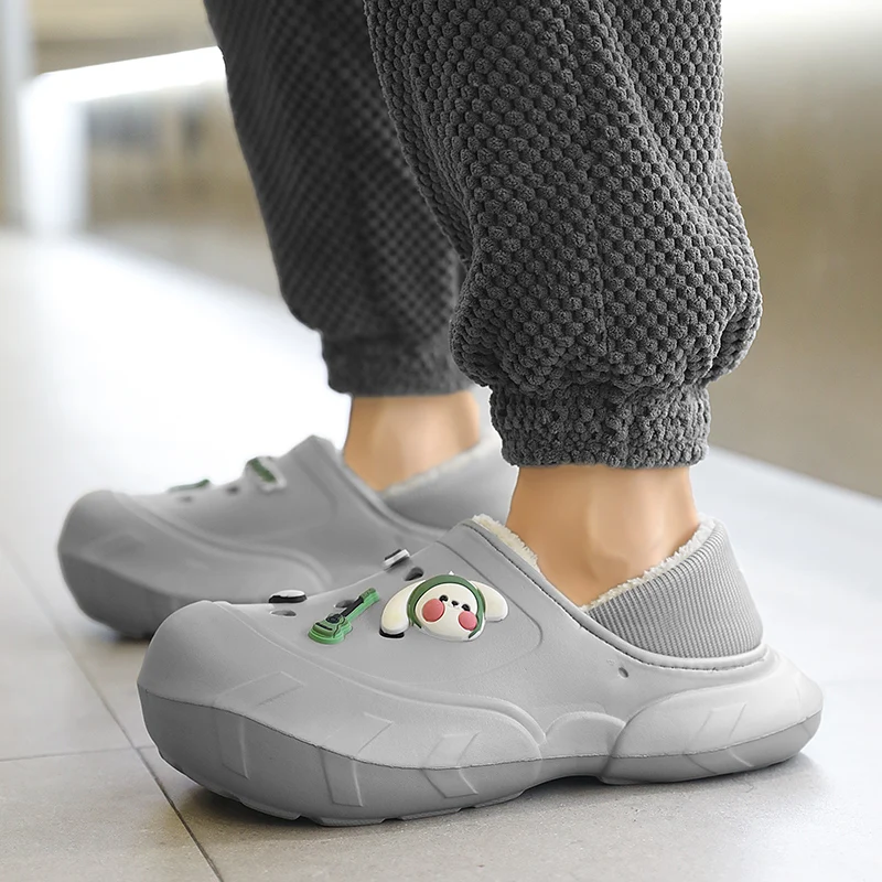 

Winter Cotton Slippers Men 's Shoes Soft Comfortable Warm Women' S Sandals Short Plush Slip-on Outdoor Men 's clogs