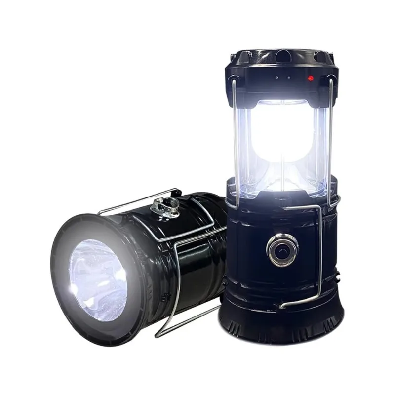 LED Camping Light Solar USB Rechargeable Portable Lightweight Foldable Outdoor Emergency Light Hiking Anti-Hurricane Flashlight