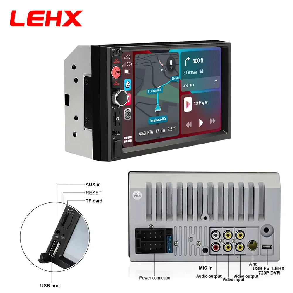 LEHX 7 Inch  2Din Android Auto Carplay Car Radio Multimedia Player FM AUX BT MirrorLink Universal Car Audio  HD Touch Screen view 5