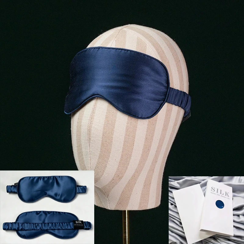 100% Pure Silk Sleep Mask 19 Momme, Natural Mulberry Eye Cover for Travel, Breathable Night Shade Blindfold with Soft Elastic St