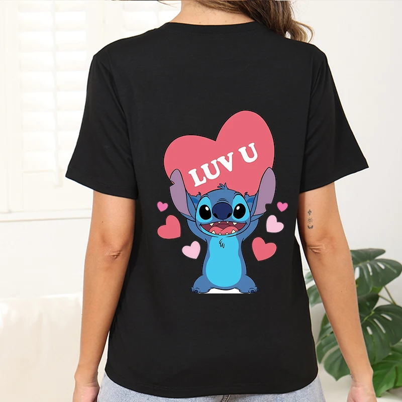 

Woman Clothing Short Sleeve Top Y2k t-Shirt Ladies Clothes Custom Disney Mickey Minnie Printed Cotton Summer Dress Plus Size