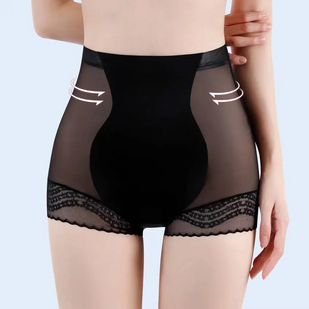 Female Sweet Fresh Shapewear Boyshorts For Girls Lace Seamless Breathable Stretchy Mesh Relaxed Slimming Sexy Lady Underpants