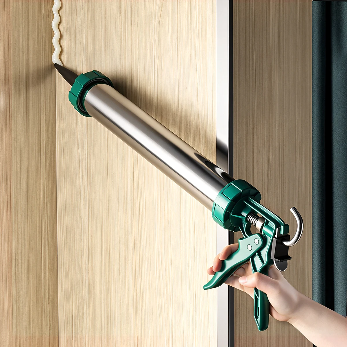 15 Inch Manual Caulking Glue Gun Stainless Steel Tube Auto Stop Labor-Saving​ For Window Door Construction Home Repair Tool image 2