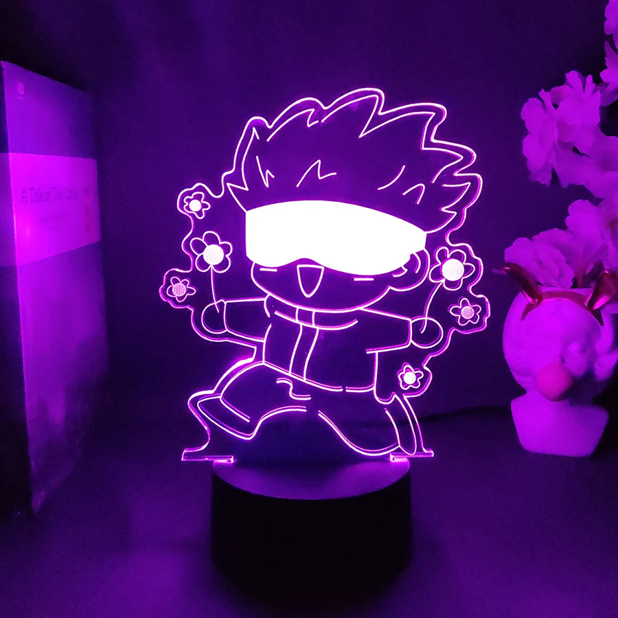 Cute Gojo Figure Lamp JJK Collection Space Decoration Nightlight Xmas Gift Manga Lamp Chibi Gojo Satoru Lighting Anime Figure