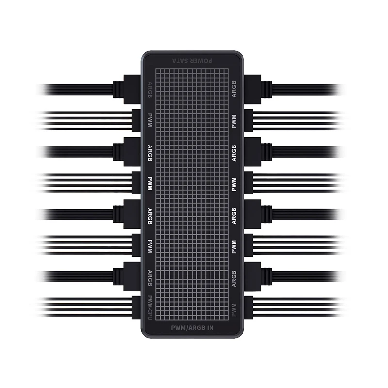 COOLCIRC 1 إلى 8 ARGB & PWM 2-in-1 Hub مقسم شفط مغناطيسي يدعم طاقة SATA 3Pin/4Pin وحدة تحكم بالمروحة لمحبي حافظة الكمبيوتر
