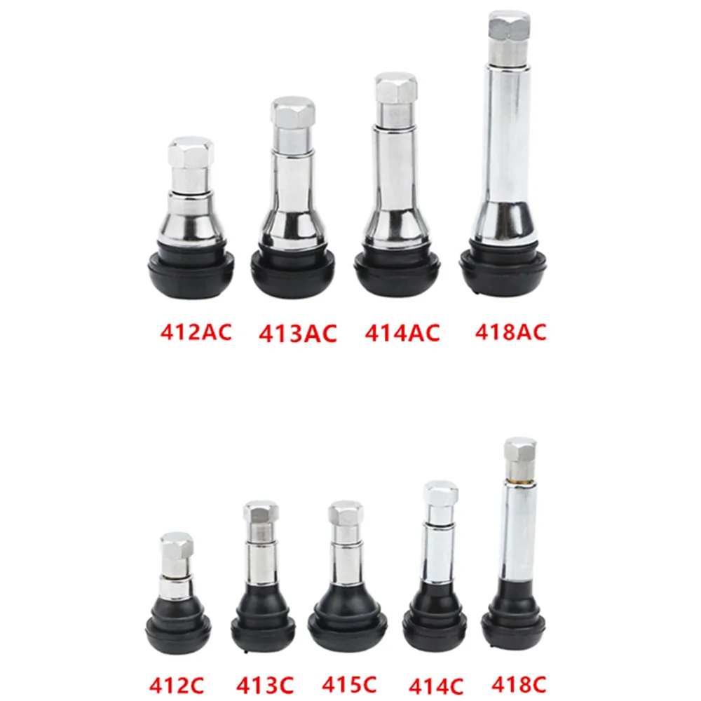 4pc Tr412/413/414C/412AC/413C Tr415 tr418 Tubeless Snap-In ottone valvola per pneumatici steli valvole per pneumatici in gomma nera corta nel