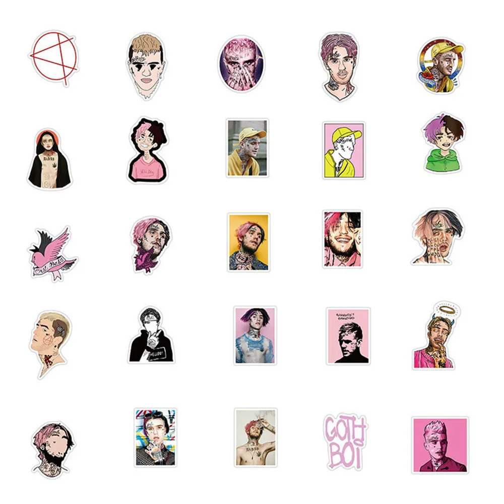 10/30/50PCS Rapper Lil Peep Personality Graffiti Sticker Luggage Laptop Skateboard IPad Guitar Gift Car Sticker Wholesale