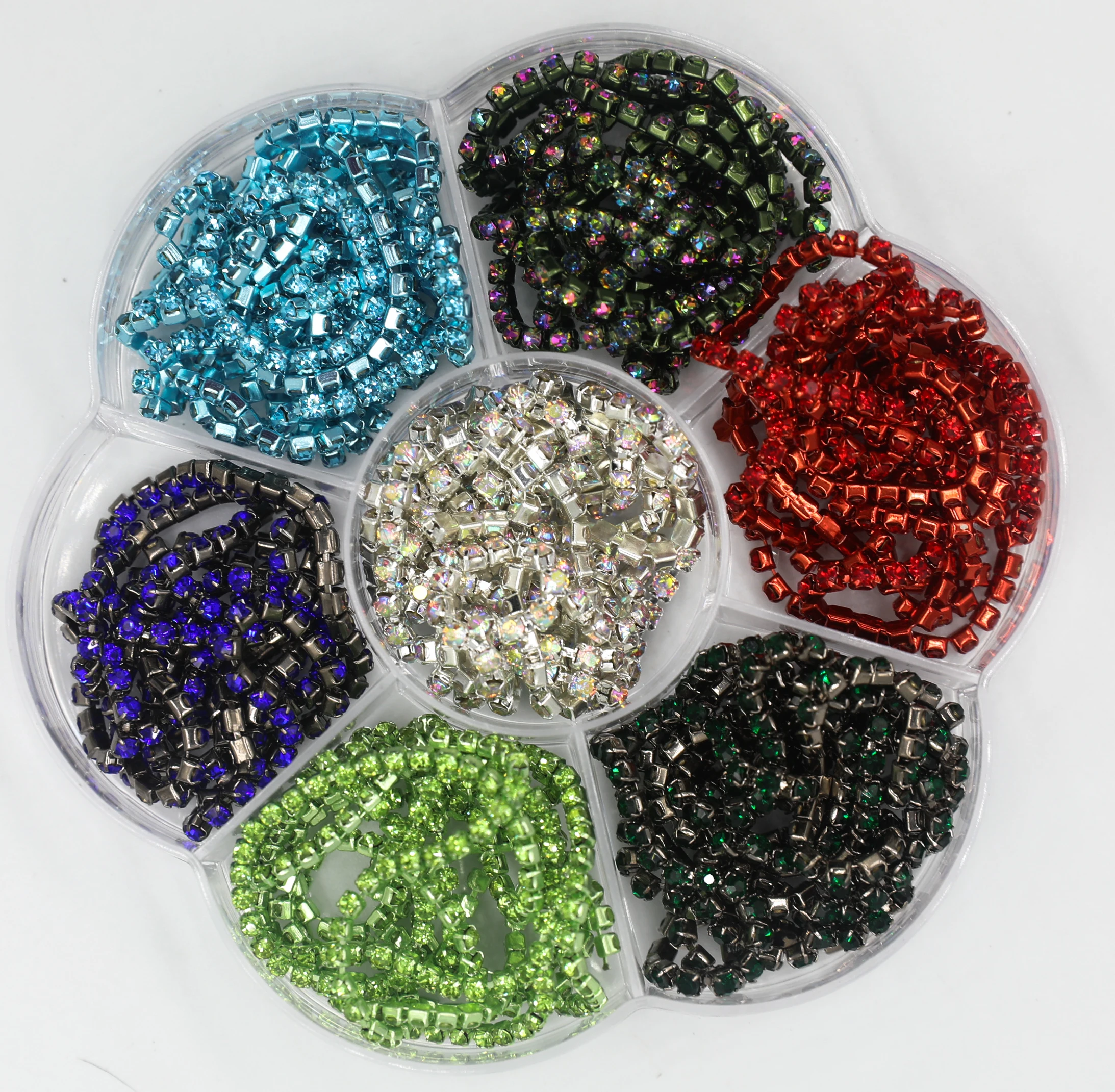 10 yard Glass Strass Rhinestone Cup Chain Sew-On Diamond Glue-On Close Chains Glitter Trimming Crystal Cup Chain sew on Garment