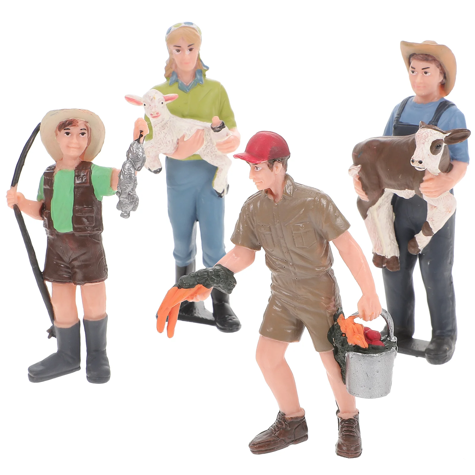 Static ตัวอักษรรุ่น Farmer Figure Miniature จําลองตุ๊กตาของเล่นบทบาทเล่น