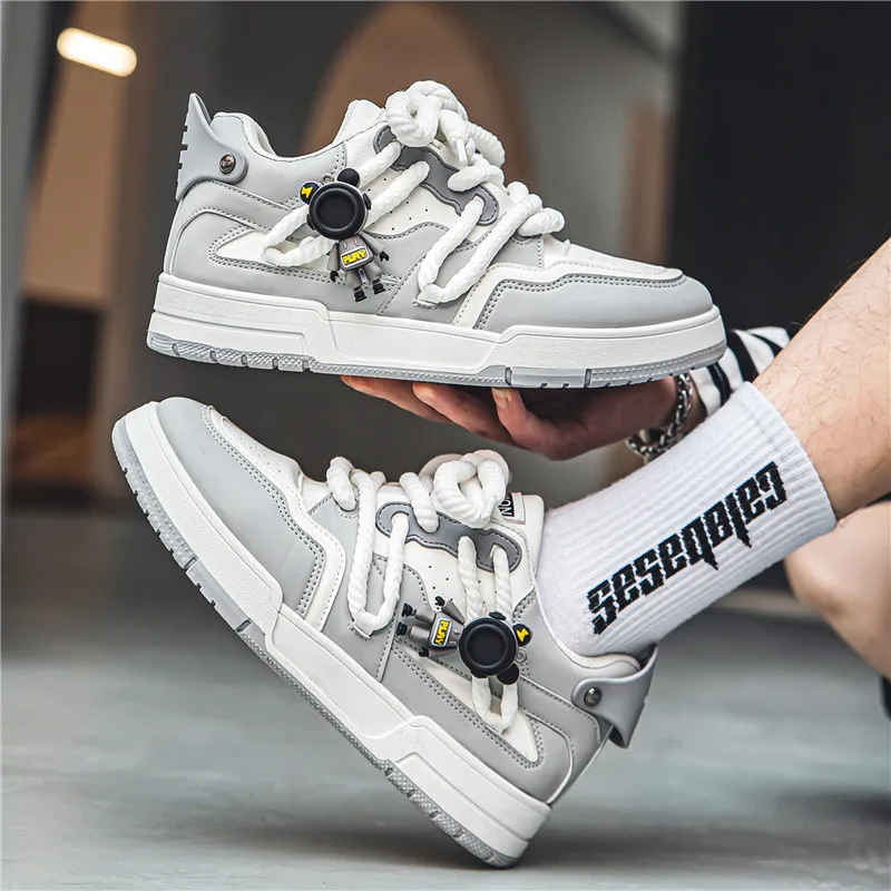 

Новые модные мужские туфли для скейтбординга, повседневные дышащие уличные прогулочные кроссовки, нескользящая спортивная мужская спортивная обувь из искусственной кожи, кроссовки