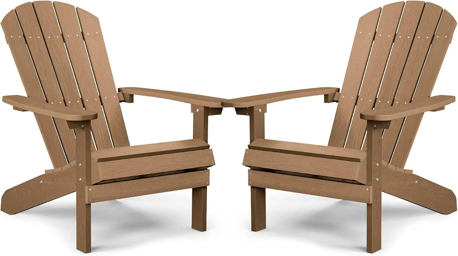 Chairs Set of 2 Plastic Weather Resistant Outdoor Chairs 5 Steps Easy Installation Like Real Wood Widely Used in Outdoor