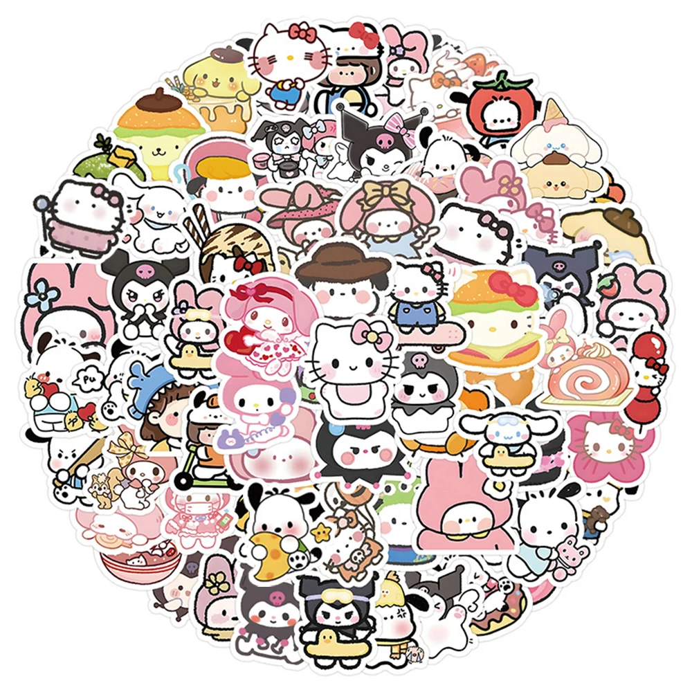 

10/30/50/100PCS Mixed My Melody Kawaii Stickers Cinnamoroll Kuromi Decals Laptop Phone Suitcase Kawaii Decoration Cute Sticker