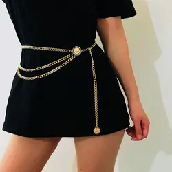 Fashion Antique Jewelry Ethnic Style Body Chain Adjustable Retro Metal Chain Belt Body Accessory Gold Waist Belt Women