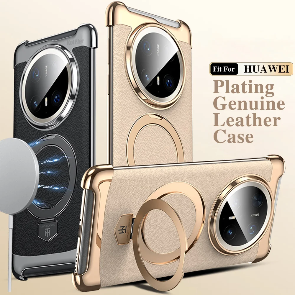 

Кожаный магнитный чехол для телефона HUAWEI Mate 70 60 PRO, безграничный дизайн, защитный чехол-подставка премиум-класса с покрытием