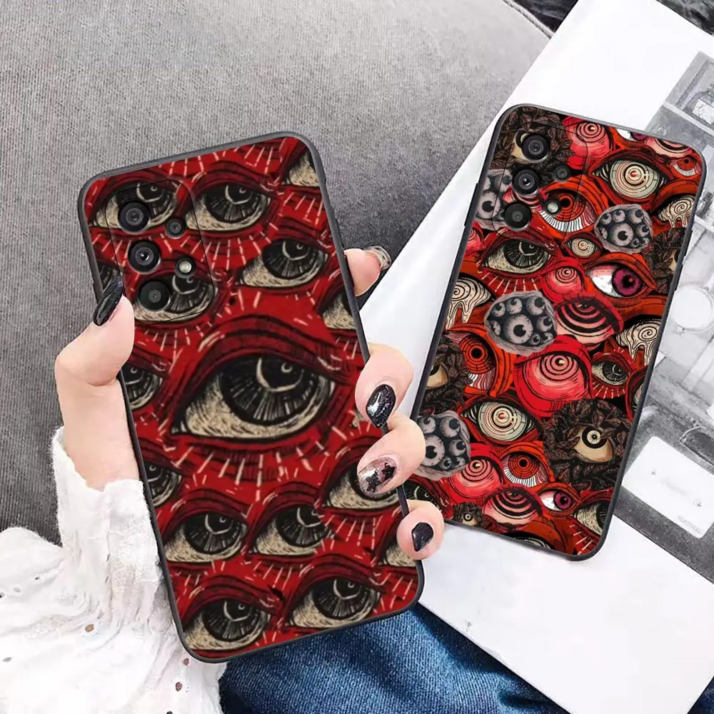 Black Scary Face Eyes Case For Samsung A52 A72 A32 A90 A80 A72 A71 A70 A60 A54 A53 A51 A50 A42 A34 A33 A23 A22 A21S A14 5G Cover