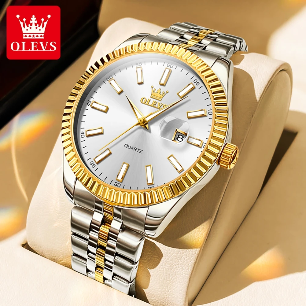 

OLEVS 5593 Man Watch Luxury Top Brand Original Quartz Watches For Men Stainless Steel Waterproof Auto Date Men's Wrist Watches