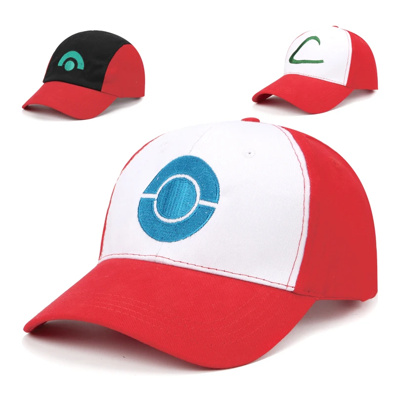 Anime Pokemon Hat Pocket Monster Figure Ash Ketchum Cosplay Series Cartoon Hats Adjustable Child Baseball Cap Mesh Hats