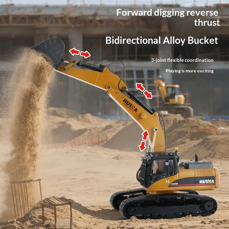 HUI NA 580 594 593 リモコン式掘削機 - 全合金油圧スクリューロッドローダー工事車両玩具