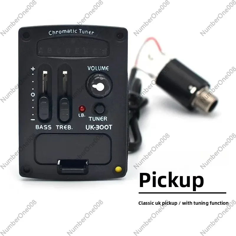 For Ukulele Pickup with 2-Band EQ Tuner, Professional Instrument Accessory for UK-300T, Require Hole Drilling