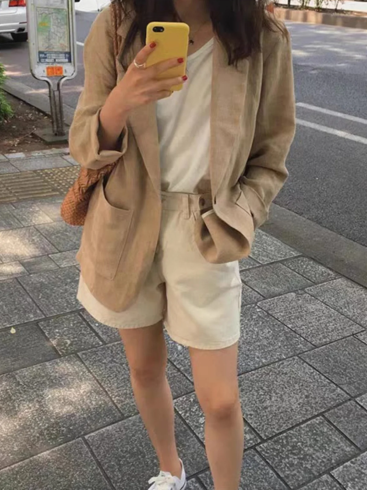 

plus Size Women's Summer 2025 New Sle Streetwear Thin Cotton Linen Suit Jaet Loose Fit Comfortable Breathable Ele