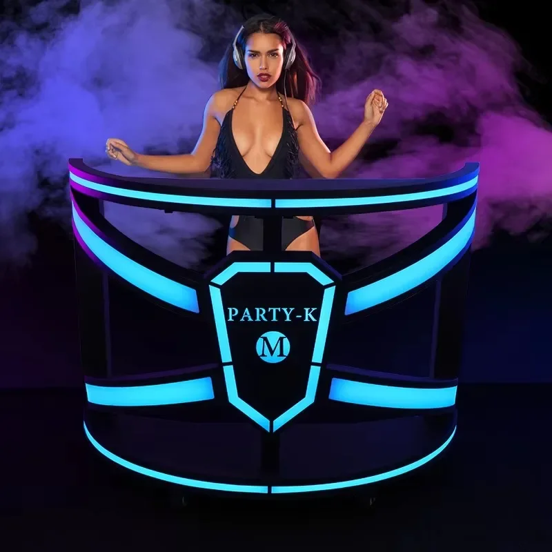 Upgraded Abyss DJ Stand LED DJ Booth Tables Luminous portable bar counter with LED lights, DJ dedicated bar and nightclub