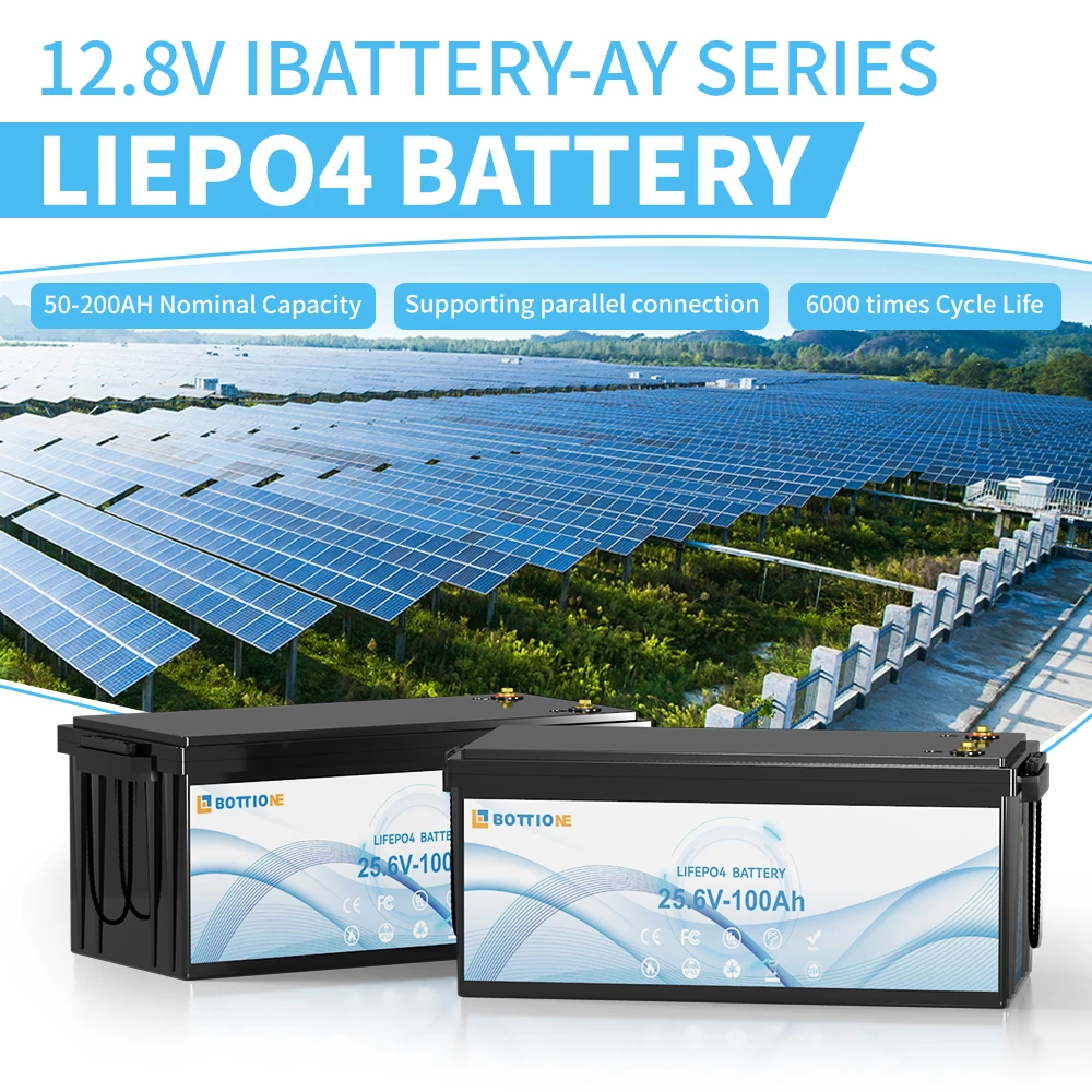 DE/US Stock 24V 100A LiFePO4 Battery 6000+ Cycles Phosphate Rechargeable Batteries 2560WH Lithium Battery 25.6V 100Ah