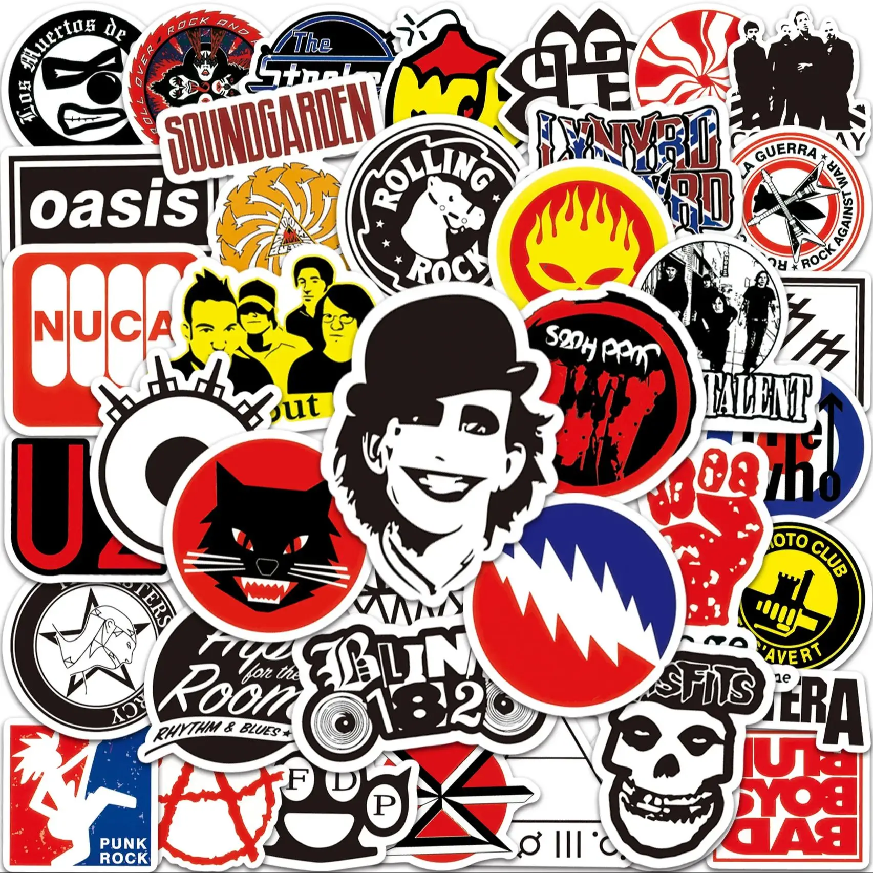 50Pcs Classic Rock Stickers — 60s 70s 80s 90s Rock Band Stickers for Water Bottle & Laptop, Rock and Roll Stickers, Metal Band