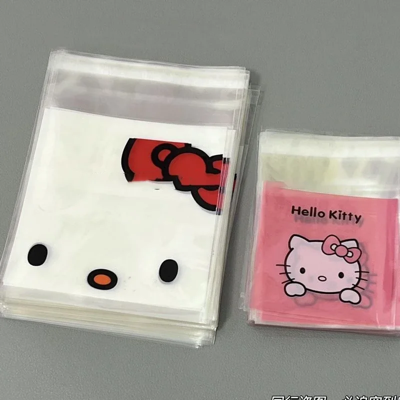 100pcs Hello Kitty Plastic Bags Candy Bag Biscuit Bag Cartoon Cute Snack Bag Gift Bag Opp Bag Self-adhesive Bag Baking Packaging