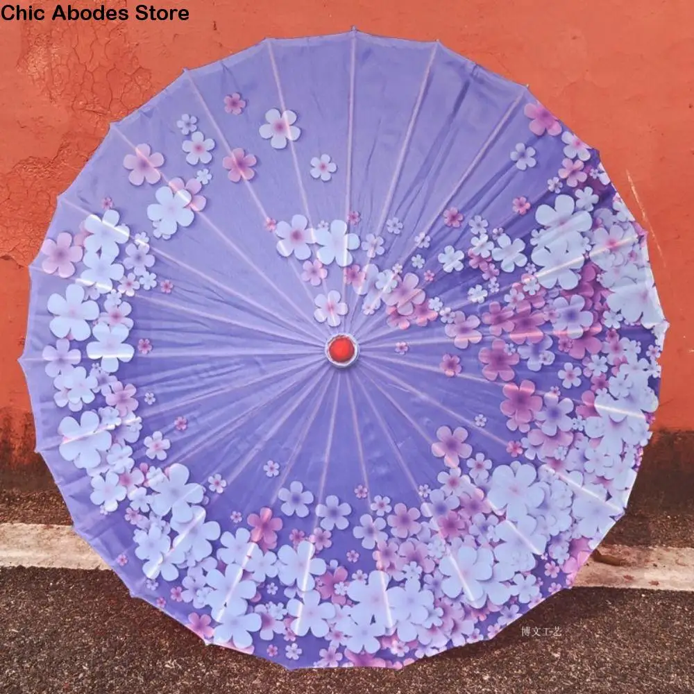 

Handmade Silk Cloth Women Umbrella Waterproof Decorative Chinese Oil Paper Umbrella Rain Proof Flower Oil Paper Umbrella