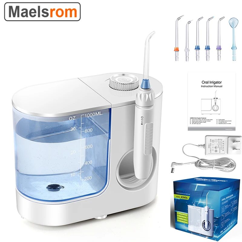 1000ml Large Capacity Water Flosser 6 Nozzles Oral Irrigator 10 Adjustable Pressures Electric Flosser for Teeth Braces