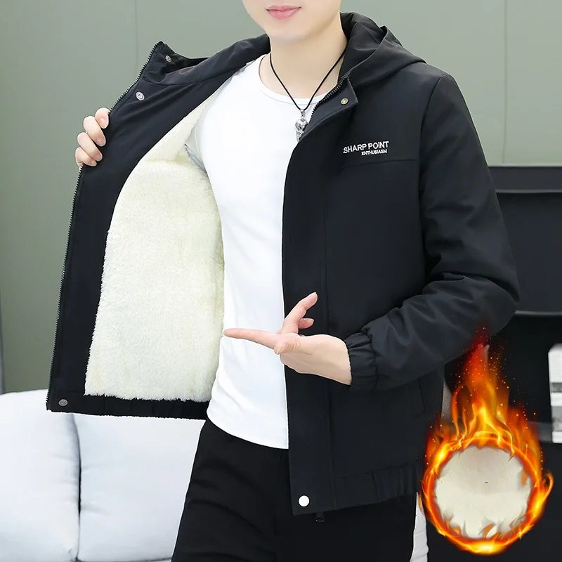 

New Autumn and Winter Men's Fleece-Lined Thickened Jacket, Stylish and Versatile, Handsome Youth Outfit, Fashionable Casual Top