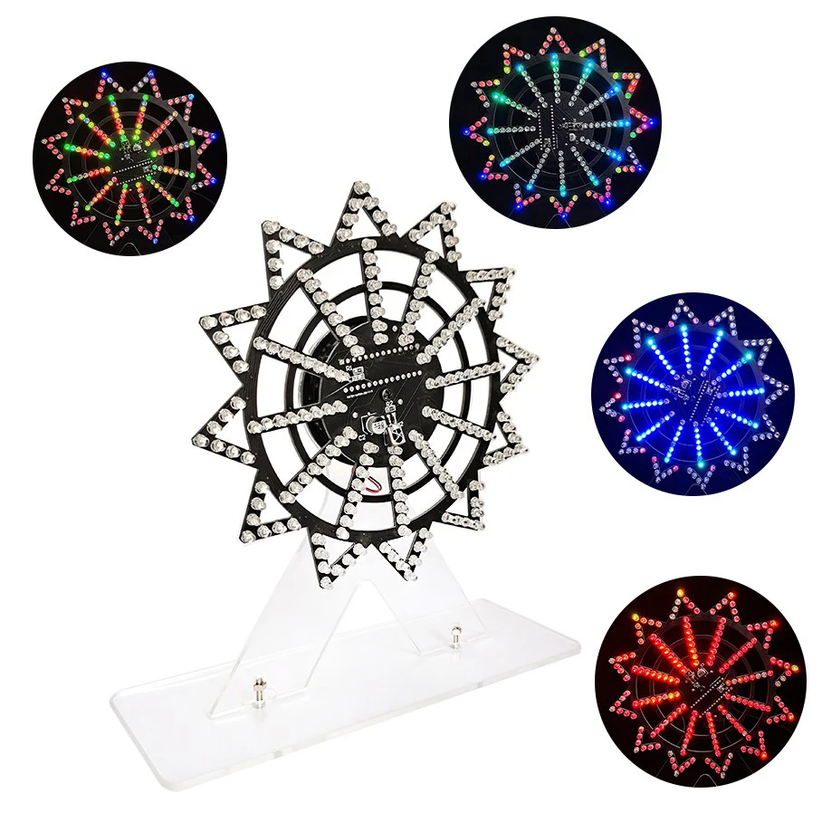 DIY Electronic Kit Colorful Dazzling Animation LED Electric Rotating Ferris Wheel Shape Components DIY Welding Assembly Parts