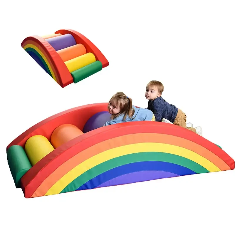 Toddler Baby Indoor Soft Foam Rainbow Arch Climber Customize Kids Pre-School Rainbow Bridge Soft Play