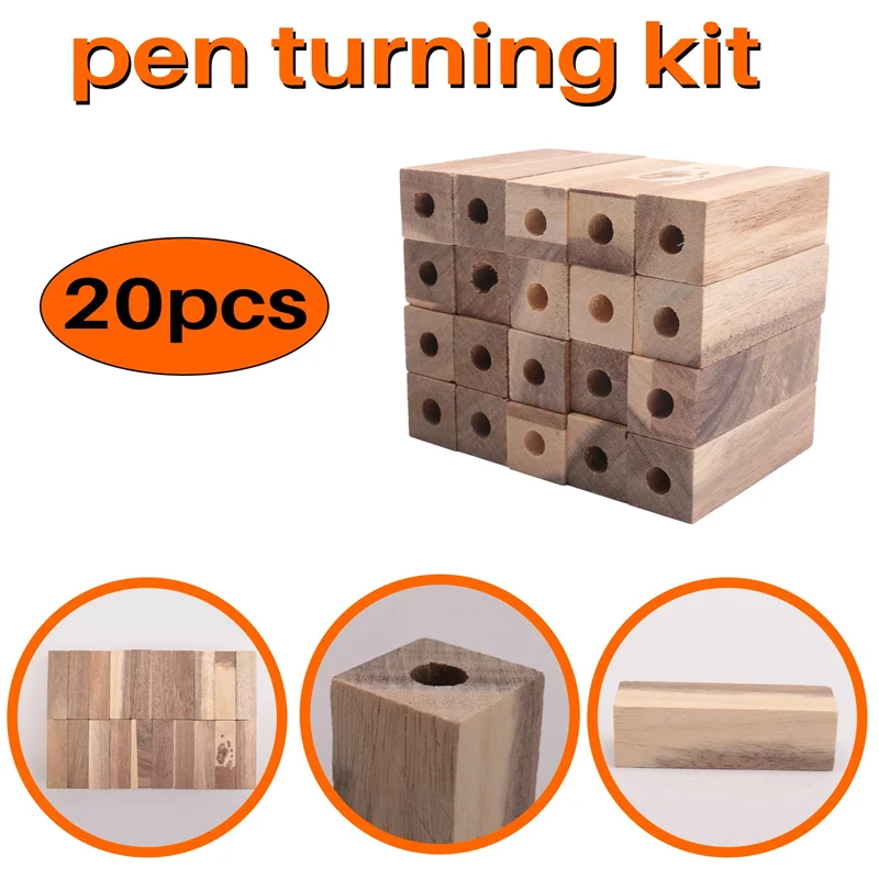 ABJN-20 Uds. De bolígrafos de madera preperforados de 7Mm en blanco para torneado de madera, Kit de torneado para bolígrafos, suministros para manualidades DIY