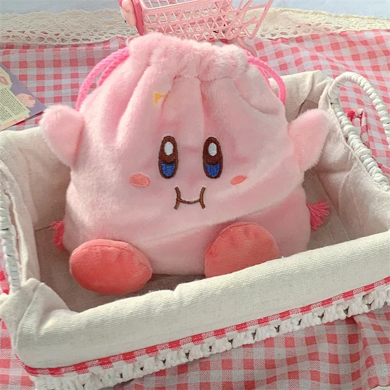 Kirbys Plush Storage Bag Anime Kawaii Cute Drawstring Pouch High-capacity Cosmetics Organization Handbag Pencil Case Coin Purse