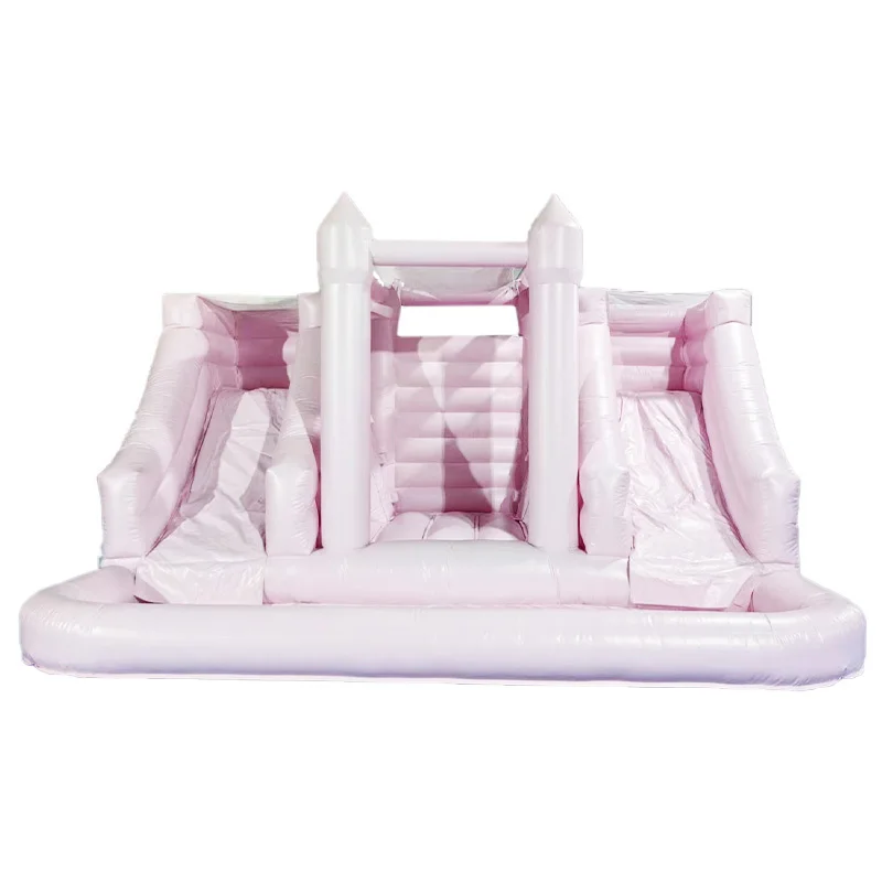 Factory Direct Sale Pink Jumping Castle Inflatable Bouncer House With Double Slide