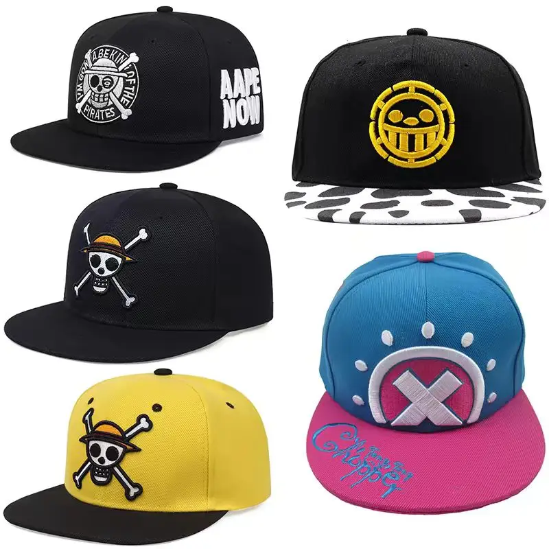 Anime One‑Piece Chopper Print Baseball Cap Unisex Flat Brim Hip‑Hop Snapback Hat Adjustable Sun Visor Hat For Men Women Fans