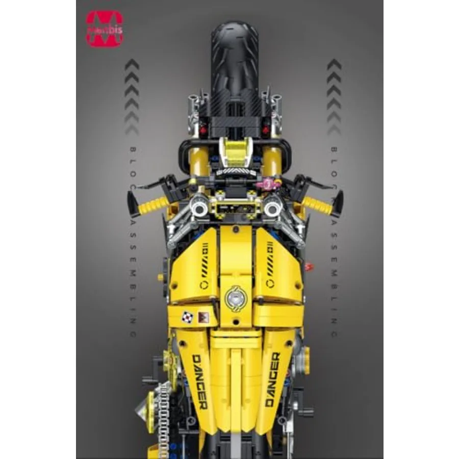 Narwhals 2500Piece Cyberpunk Style Motorcycle Building Block Kit 1:5 Scale MOC Racing Bike Building Set for Adults and Teen 16+