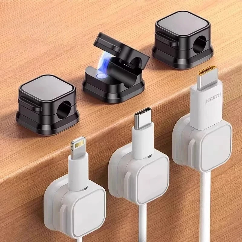 Magnetic Cable Clip Winder Holder Adhesive Wire Keeper Cord Cable Organizer USB Charging Cables Winder for Office Desktop Home