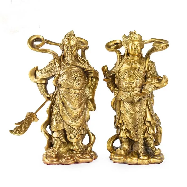 A pair 24cm large - Home TOP efficacious Talisman Patron GOD GUAN GONG Sangharama Skanda bodhisattva FENG SHUI BRASS STATUE