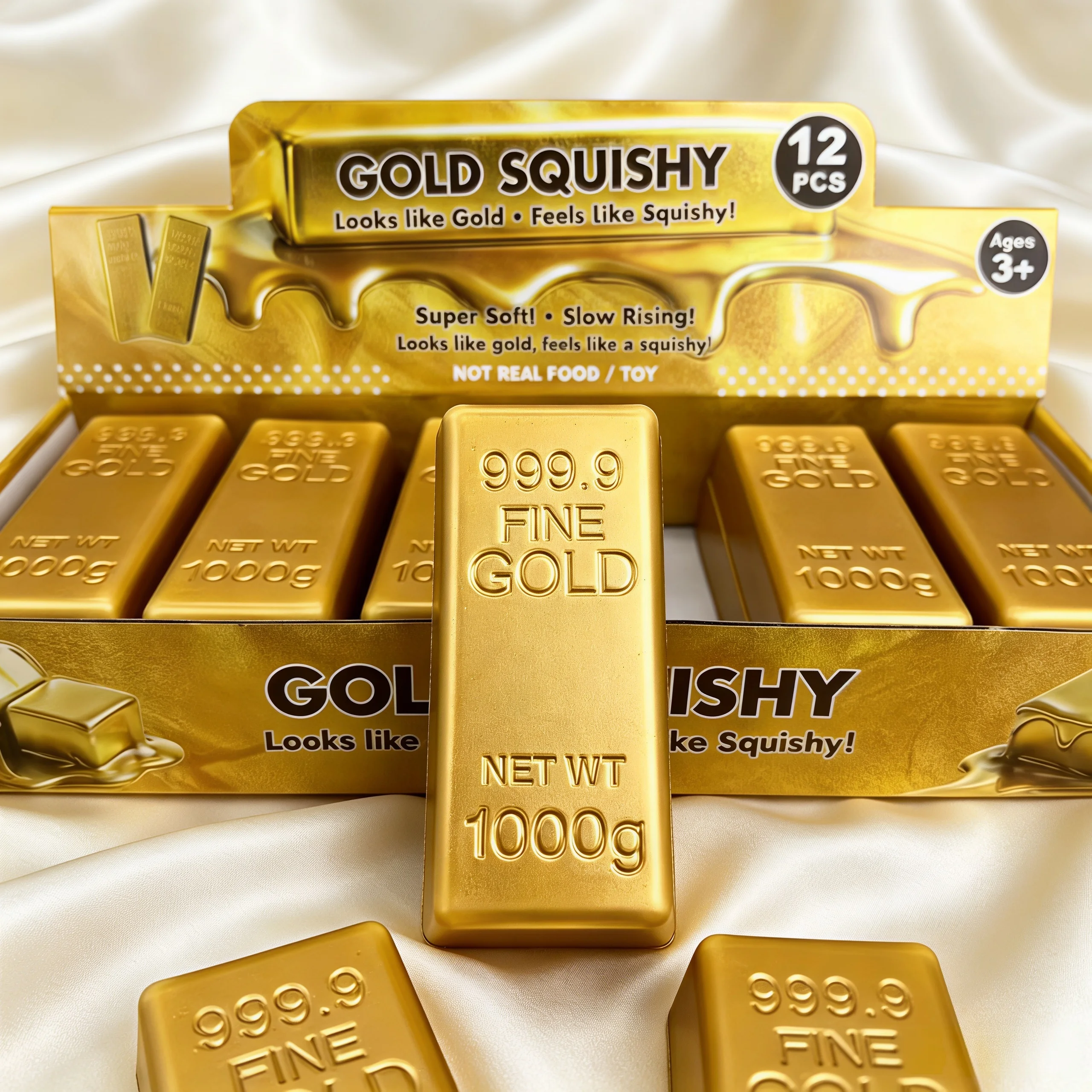 Simulierter Goldbarren Squishy Slow Rising Stress-Relief Squeeze Fidget Realistischer Goldbarren Anti-Angst Party-Geschenk Scherzartikel