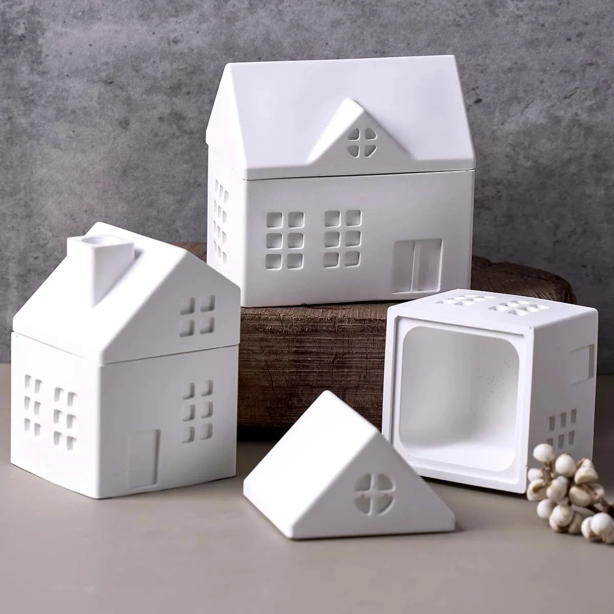 

House Shape Candle Jar Silicone Mold DIY Handmade Houses Plaster Casting Molds Concrete Resin Craft Gift Making Tool Home Decor