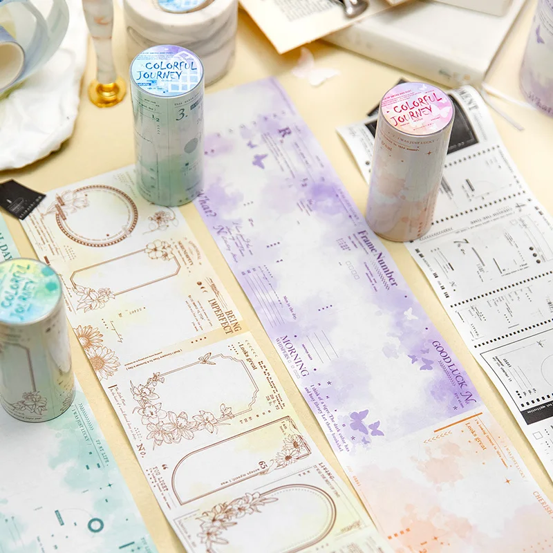 

4 рулона — лента для высечки в стиле ретро, выдолбленная и красочная лента для переработки путешествий, используемая для материалов для ручного счета и скра своими руками.