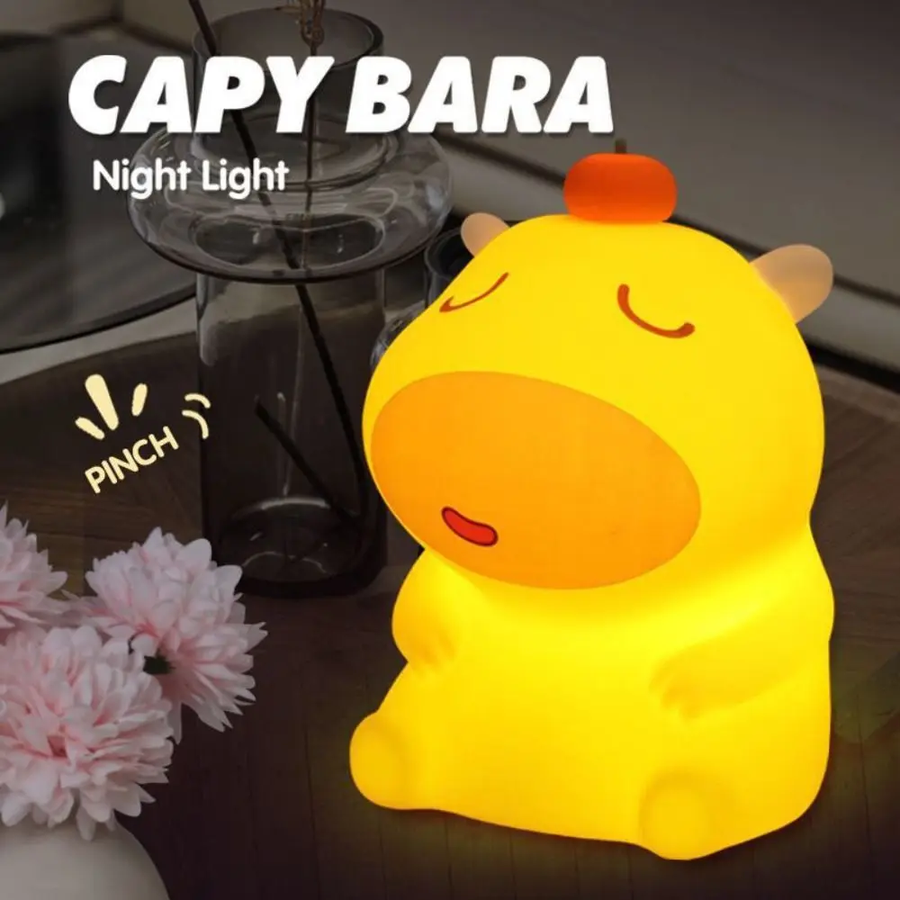 

Cute Cartoon Capybara Lulu Touch Light Adjustable Three Levels Night Light Silicone Stress-relieving Bedside Lamp