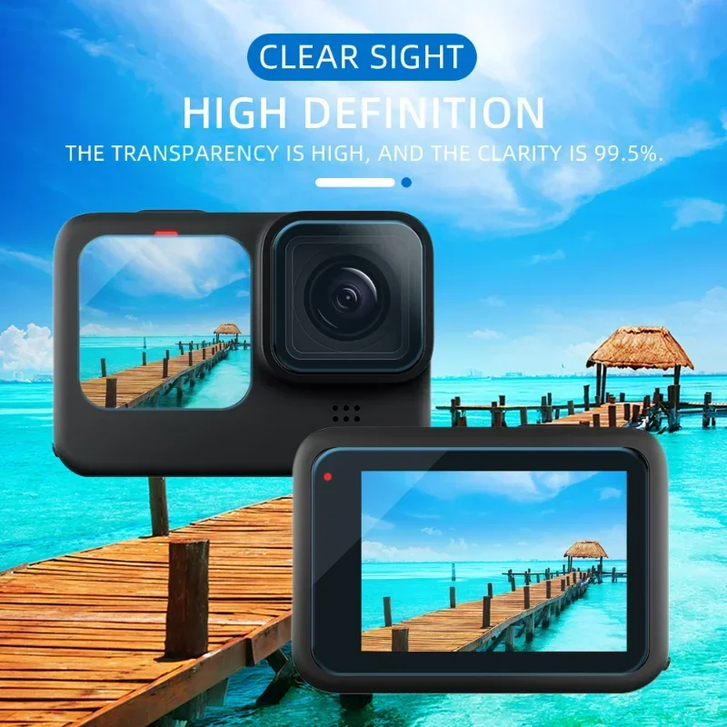 Tempered Glass Flim Screen Protector, Black Lens Protection, película protetora para GoPro Hero 11, 10, 9, 8, Camera Acessórios