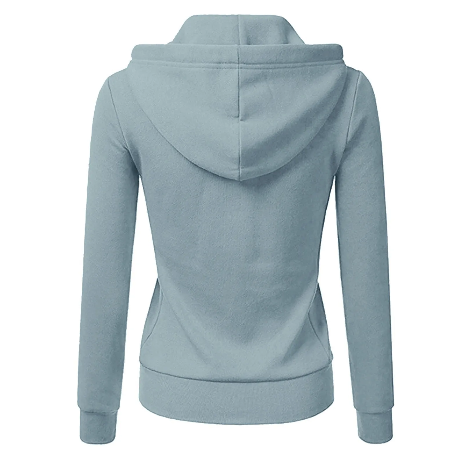 Casual Women Autumn Solid Color Long Sleeve Hoodie Pockets Zipper Sports Outwear Coat Hoodies Female Pocket Coat Sweatshirts