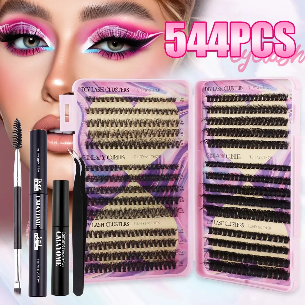 DIY Segmented D-roll Mixed False Eyelashes, Single Tuft of Hair, Dense Curling Mother Feeling, Large Capacity Eyelash Book