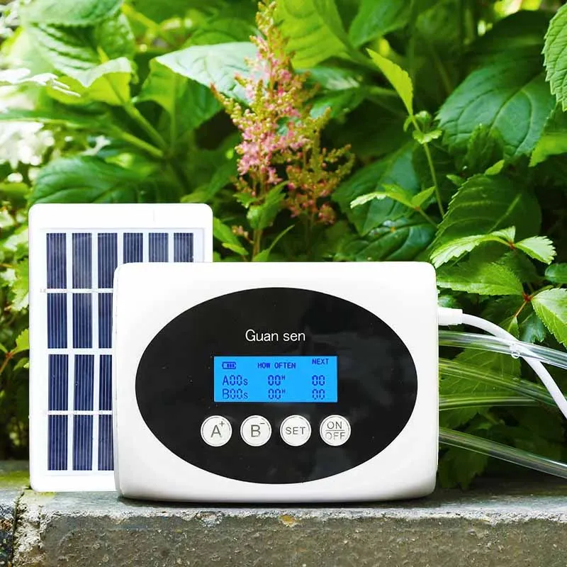 Double Pump Intelligent Drip Irrigation System Water Pump Timer Garden Solar Energy Potted Plant Automatic Watering Device