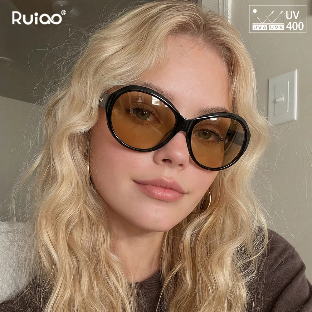 

Ruiao 2026 round elegant sunglasses designer woman UV400 luxury brand black oversized highend vintage sun shades stylish eyewear
