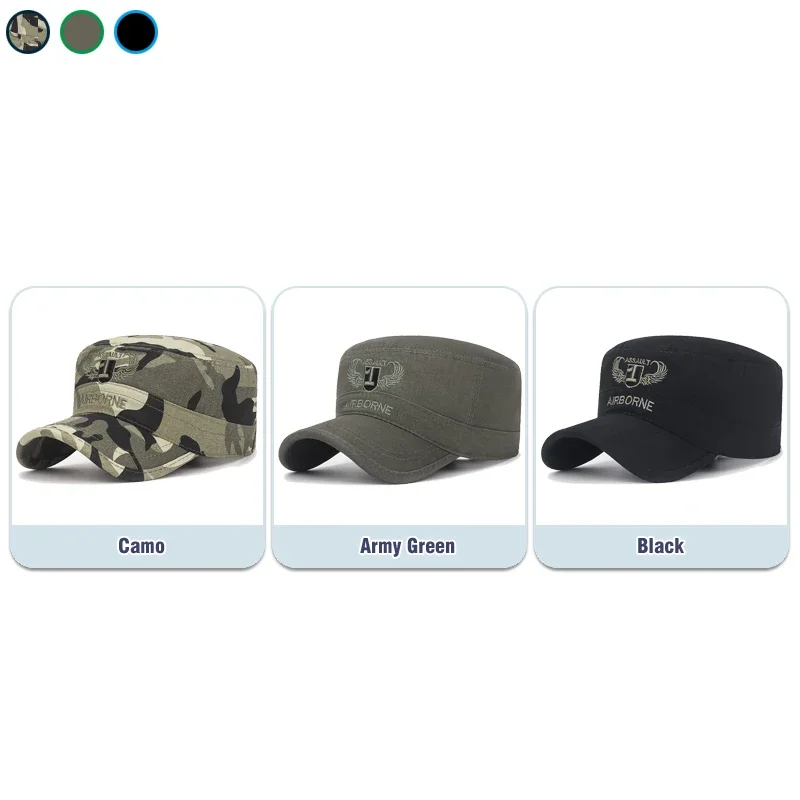 New Unisex Military Enthusiast  Flat Top Baseball Cap Men Women Fashion Outdoor Sport Military Cadet Soft Top Snapback Hat